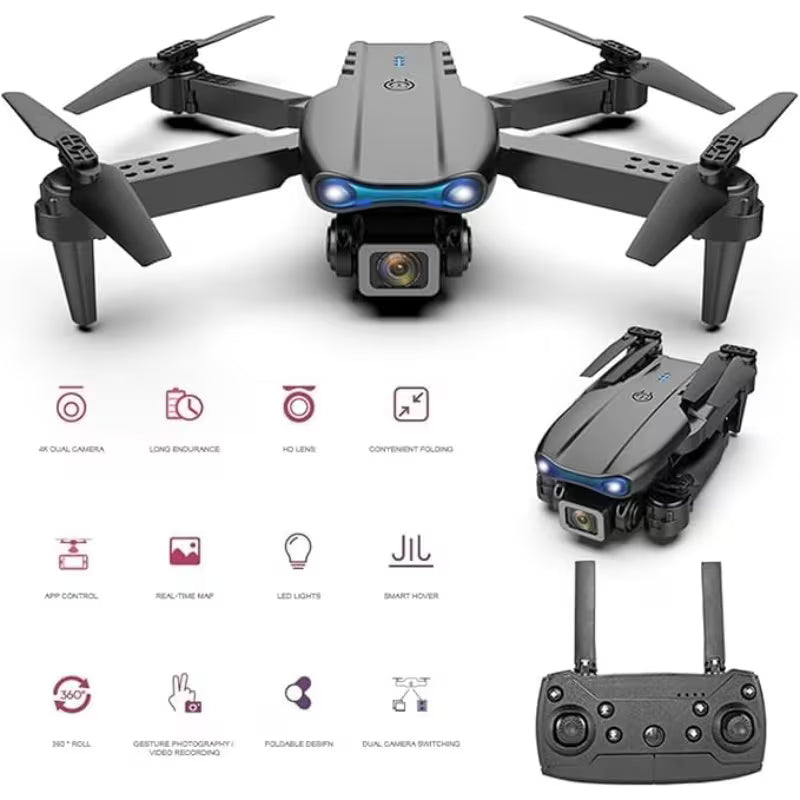 E99 Drone Camera/ Foldable Drone with Obstacle Avoidance, Headless Mode, Altitude Hold & Remote Control, Multicolor.