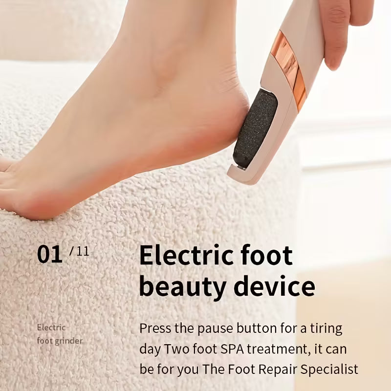 Electric Pedicure Foot File Callus Remover/ Painless Exfoliator with Removable Heads, Operation for thick Heels, Toenails, Hands & Fingers, Ideal for diabetics Men & Women.