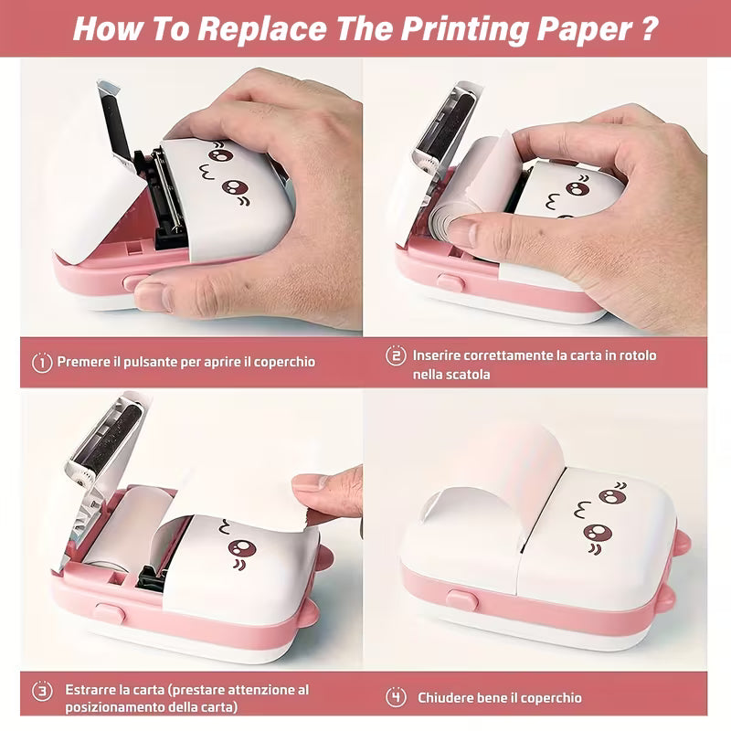 Portable Mini Pocket Printer BT Thermal Printer/ Portable Printer, Mini Pocket Wireless Wireless Thermal Printer, Suitable for Android iOS Smartphones, Multicolor.