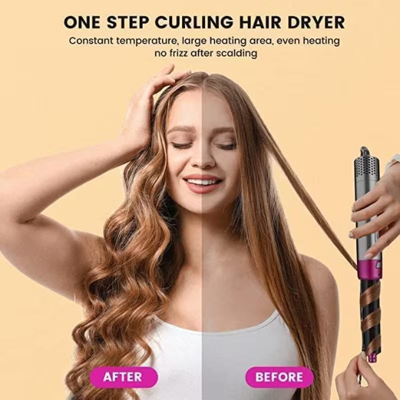 Hot Air Brush 5-in-1/ Hair Dryer & Styler Set with Interchangeable Attachments Brush, Comb, Massage, for Straightening, Curling, Multicolor.