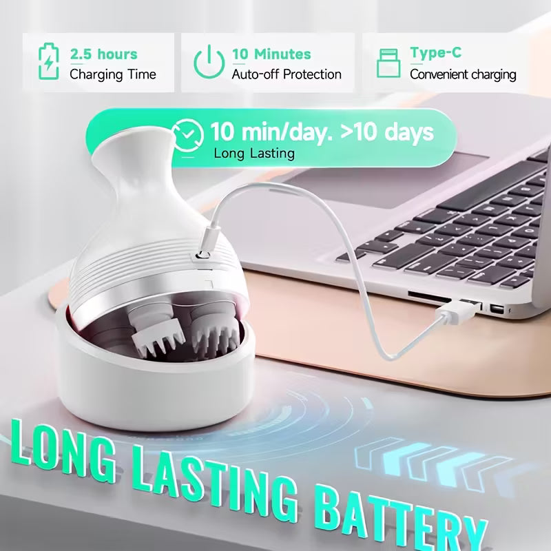 Scalp Massager/ Head Massage Device, USB Rechargeable Electric Scalp Massager, Designed for Head And Neck Massage, Also Serves As a Pet Hair Kneading Tool, Multicolor.