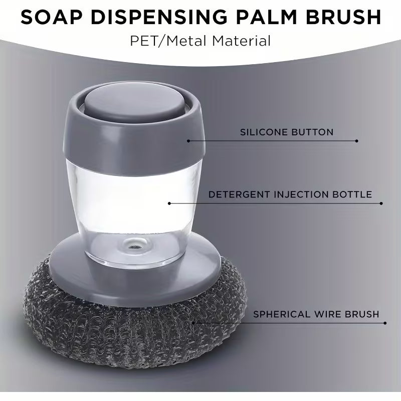 Cleaning Pot Brush/ Soap Dispensing Dish Brush for Pots, Pans, Dishes, and Sink – Palm Brush with Soap Dispens, Kitchen Cleaning Brush Pot Dish Brush, Multicolor.