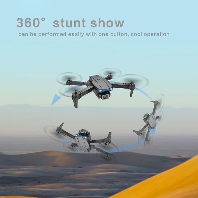 E99 Drone Camera/ Foldable Drone with Obstacle Avoidance, Headless Mode, Altitude Hold & Remote Control, Multicolor.