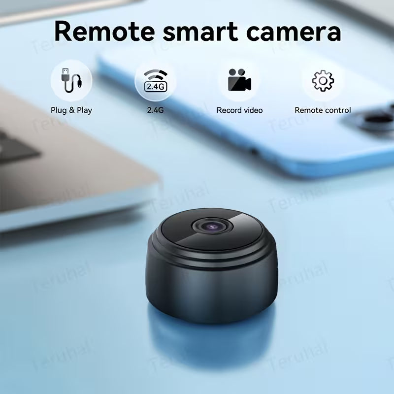 Mini Wireless Security Camera/ Mobile Remote Access, Rechargeable Battery, Compact Design for Indoor/Outdoor Use, Indoor Surveillance, Modern Home Security, Durable Plastic Body, Multicolor.