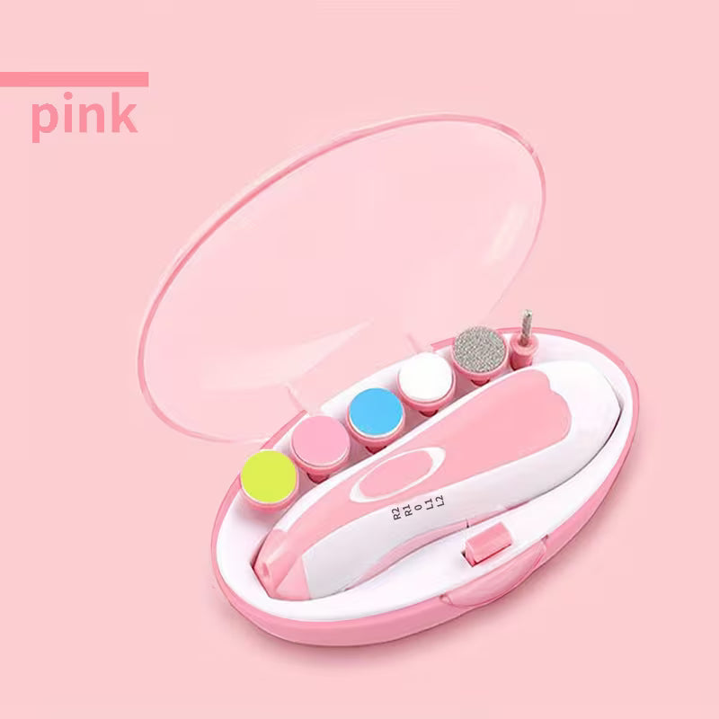 Baby Nail Trimmer/ Children's Electric Nail Trimmer, Safe Nail Clipper and File Set with 5 Replacement Heads, Trimming Polishing Beauty Kit, Multicolor.