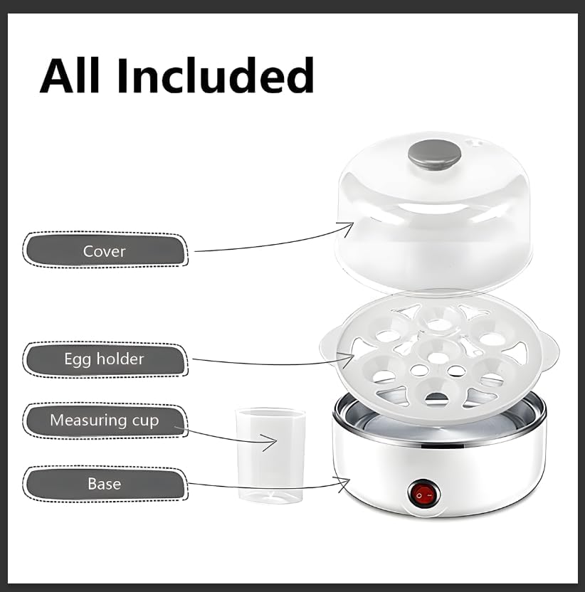 Egg Boiler/ 350w European Standard Electric Egg Steamer, Overheat Protection, Non-Stick Cooking Surface, Compact Kitchen Appliance for Eggs, Multicolor.
