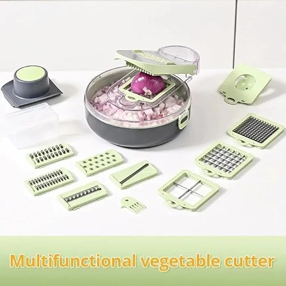 9-in-1 Vegetable Cutter/ Premium Vegetable Chopper, 9-in-1 Multifunctional Slicer, Cutter, Shredder,Interchangeable Blades, Multicolor.