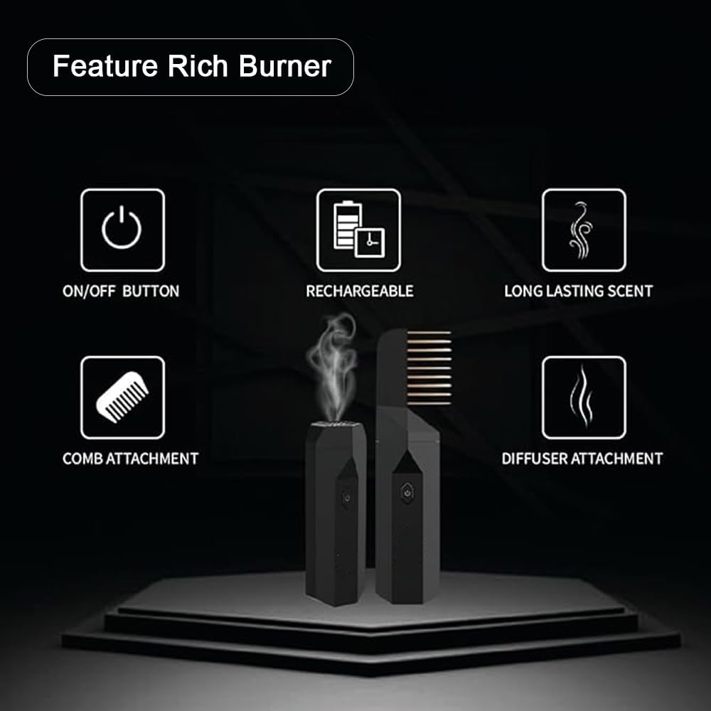 Hair Bakhoor/ Electronic Incense Burner, 2 in 1 Portable Electronic Incense Burner Mood & Hair Burner with Integrated Comb, Multicolor.