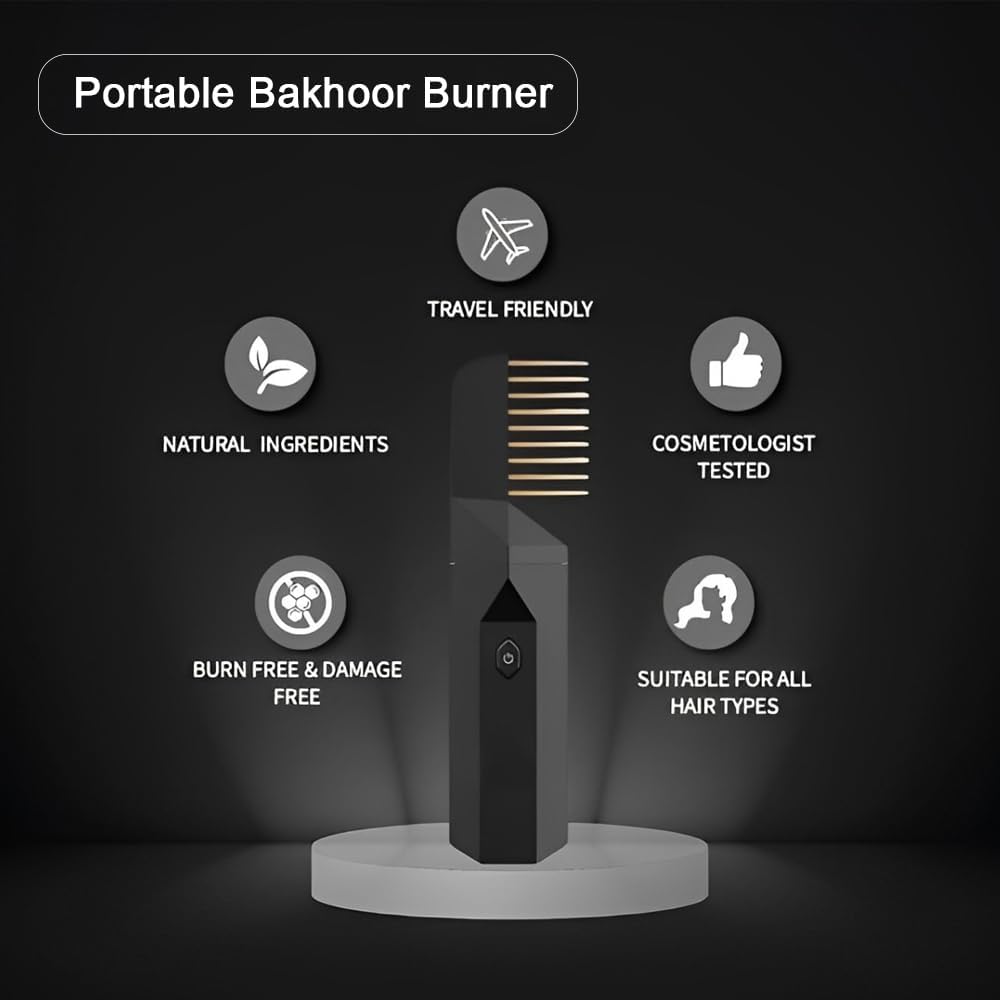 Hair Bakhoor/ Electronic Incense Burner, 2 in 1 Portable Electronic Incense Burner Mood & Hair Burner with Integrated Comb, Multicolor.