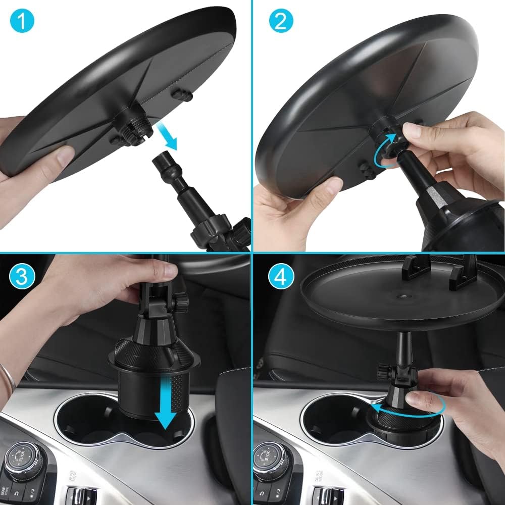 Cup Holder Food Tray/ Car Cup Holder Tray, Car Tray Table for Eating with Cell Phone Slot, 360° Swivel Tray Fits Vehicle, Boats,Golf Cart, SUV,Truck and All Cars, Multicolor.