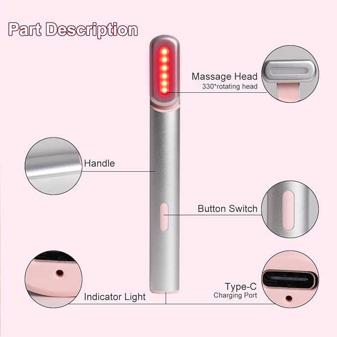 Eye Beauty Device/ Eye Beauty Device, Anti-Wrinkle Red&Blue Light Therapy Wand for Eyes and Face Facial Wand Face Lift, Portable Skincare Wands for Radiant Skin On The Go, Multicolor.