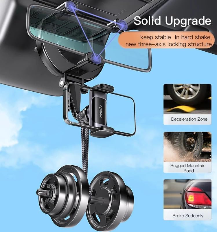 Car Mirror Phone Holder/ Car Mirror Phone Holder, Hands-Free, Adjustable, Multi-Functional Mount, No Battery Needed, Easy Installation.