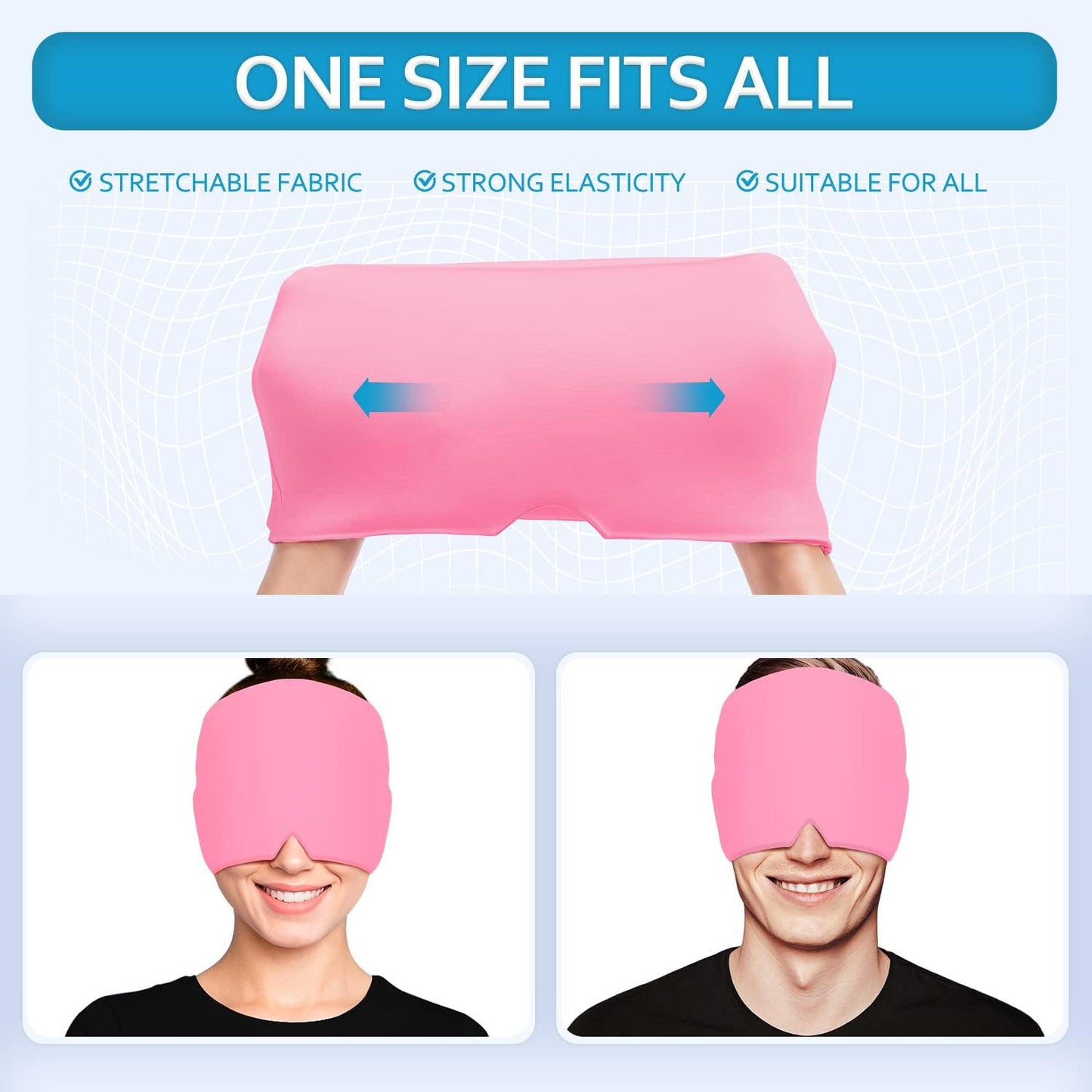 Migraine Relief Cap,Stretchable Headgear for Cold & Hot Relax to Alleviate Headaches, Unscented, Use Without Power, Battery-Free - for Tension, Stress, Fever, Fatigue Relief, Stress, Multcolor.