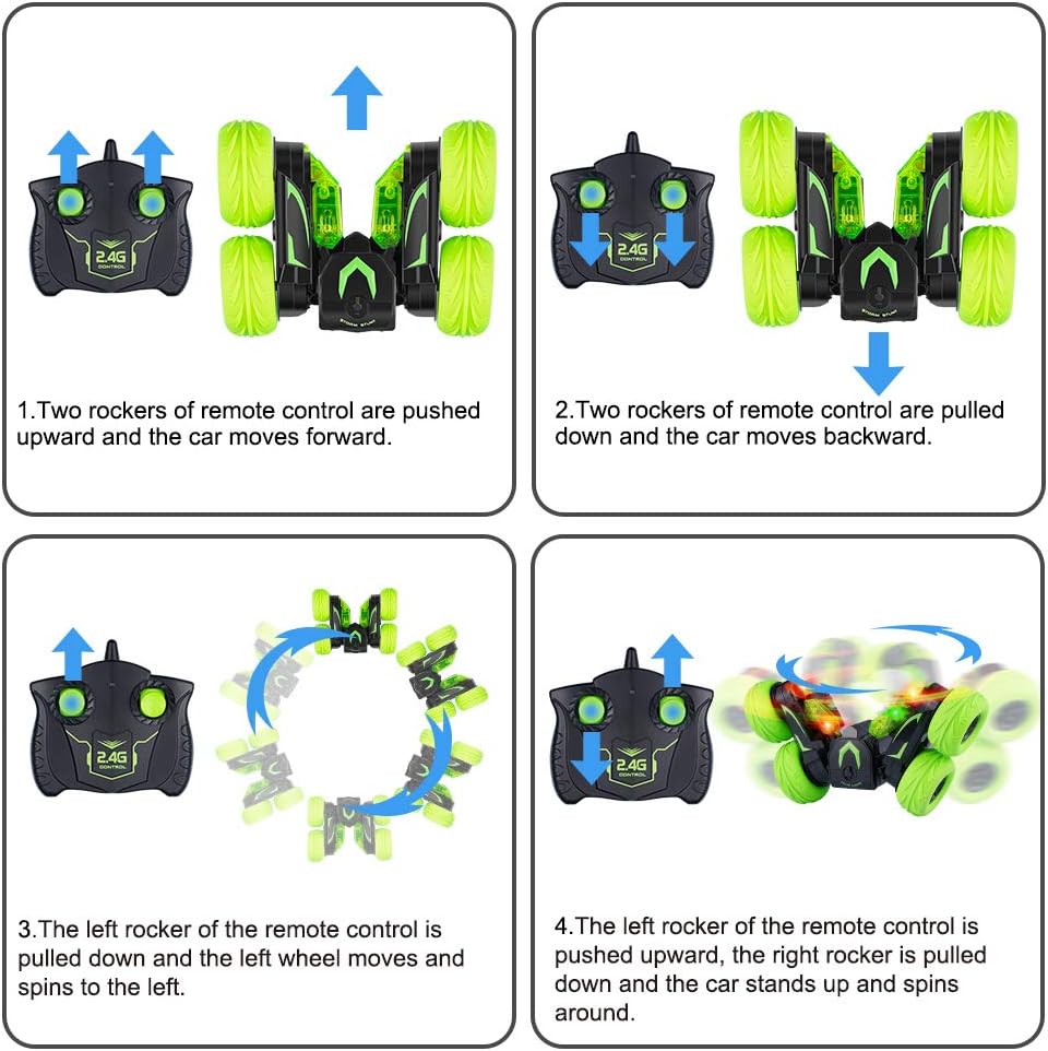 RC Stunt Car/ Strong Material & Scratch-Resistant Tires, Long Distance & Anti-Interference Transmitter, Long Endurance Rechargeable Battery, Multicolor.