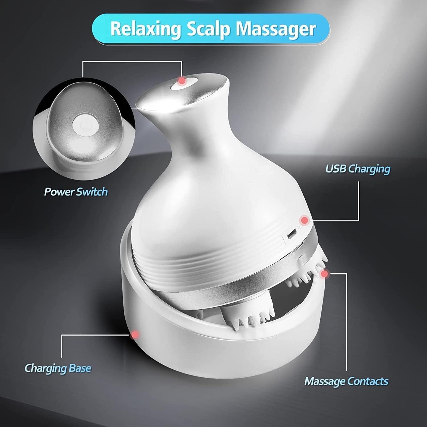 Scalp Massager/ Head Massage Device, USB Rechargeable Electric Scalp Massager, Designed for Head And Neck Massage, Also Serves As a Pet Hair Kneading Tool, Multicolor.