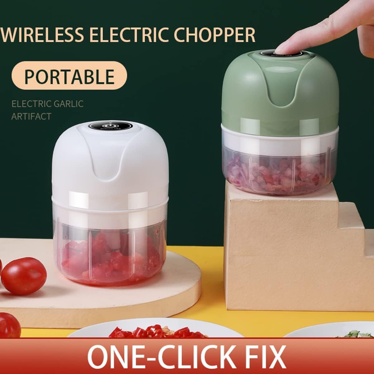 Electric Garlic Chopper/ Mini Electric Garlic Chopper USB Charging Ginger Masher Machine Sturdy Durable Chili Vegetable Crusher Kitchen Tool, Multicolor.