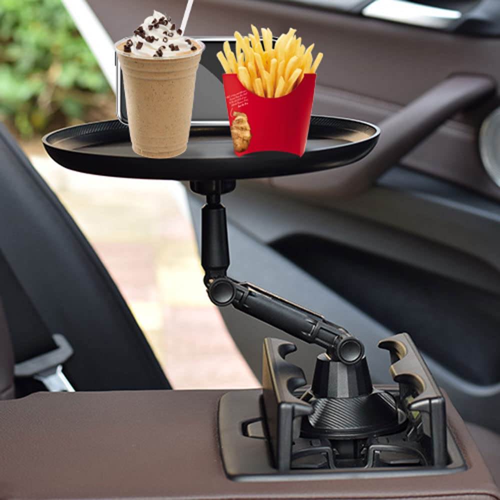 Cup Holder Food Tray/ Car Cup Holder Tray, Car Tray Table for Eating with Cell Phone Slot, 360° Swivel Tray Fits Vehicle, Boats,Golf Cart, SUV,Truck and All Cars, Multicolor.