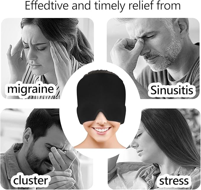 Migraine Relief Cap,Stretchable Headgear for Cold & Hot Relax to Alleviate Headaches, Unscented, Use Without Power, Battery-Free - for Tension, Stress, Fever, Fatigue Relief, Stress, Multcolor.