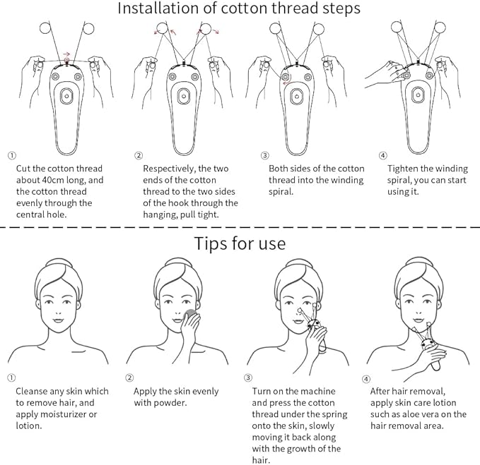 Electric Facial Threading Hair Removal/ Lady Facial threading Hair Remover for Women, Automatic Threader Machine Epilator for Fine Hairs on Face,Chin,Upper Lip, Arms, Multicolor.