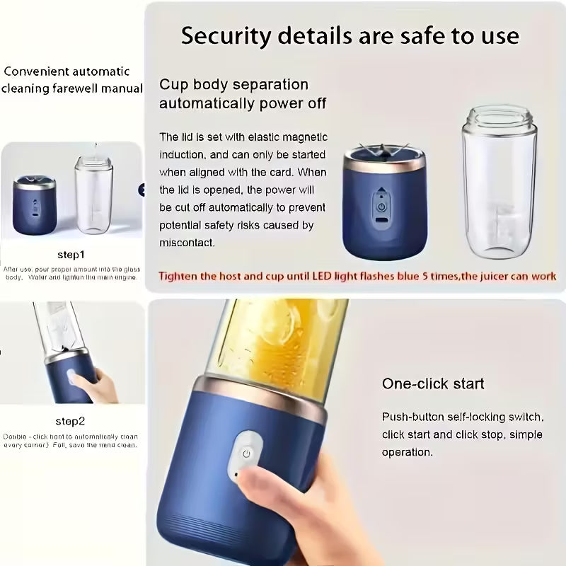 Portable Blender With Cup/ Portable Juicer Blender, Electric, For Milkshakes Smoothies, Travel Office Sports, Multicolor.