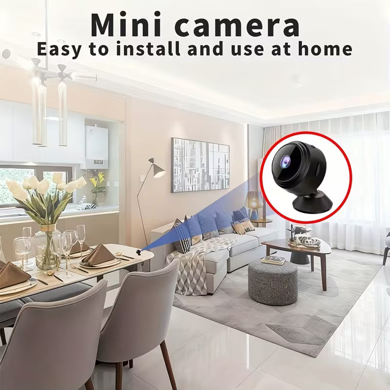Mini Wireless Security Camera/ Mobile Remote Access, Rechargeable Battery, Compact Design for Indoor/Outdoor Use, Indoor Surveillance, Modern Home Security, Durable Plastic Body, Multicolor.