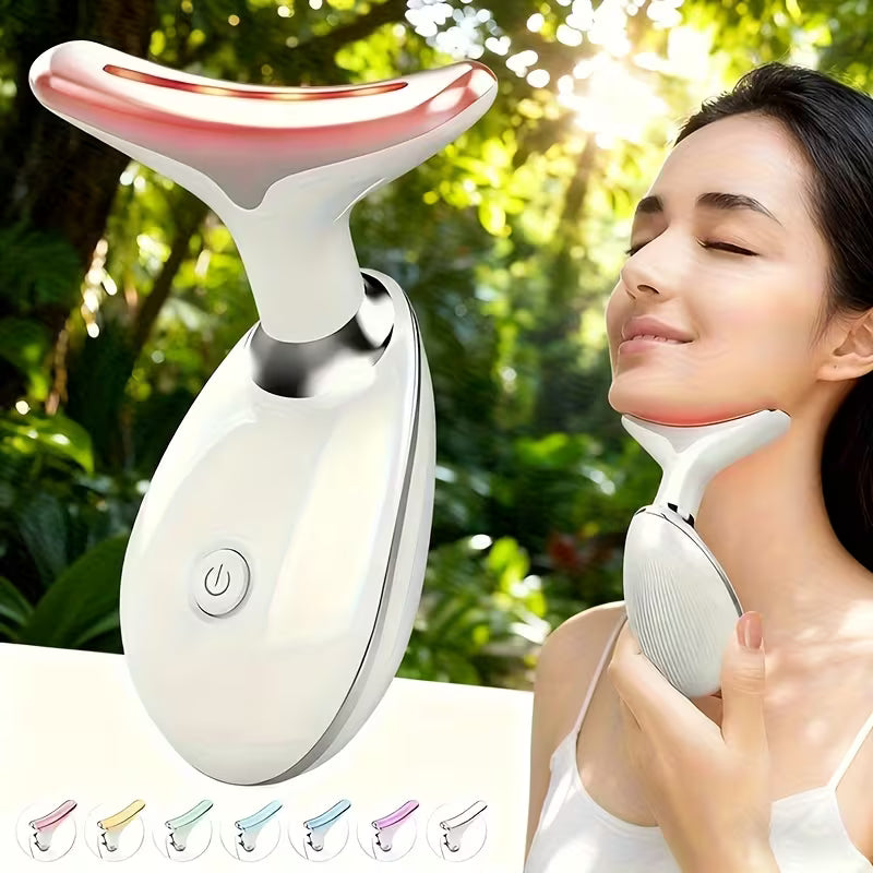 Anti Wrinkle Beauty Apparatus/ 7 Colors Face And Neck Massager with Vibrating Heat Beauty Apparatus, USB Rechargeable, Suitable for Skincare, Home Facial Skin Care Goddess Holiday Gift, Multicolor.