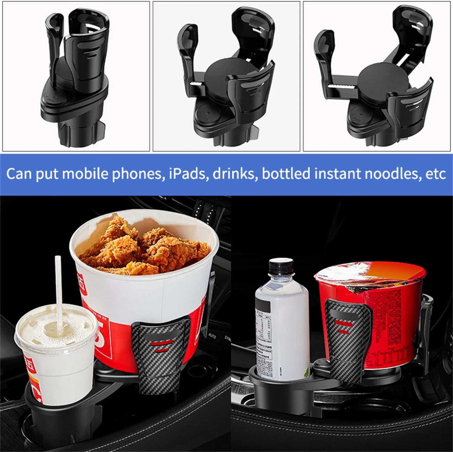 Car Drink Expander Holder/ 360° Car Cup Holder Expander Adapter, Vehicle-Mounted Car Cup Holder and Organizer, All Purpose Car Water Cup Drink Holder