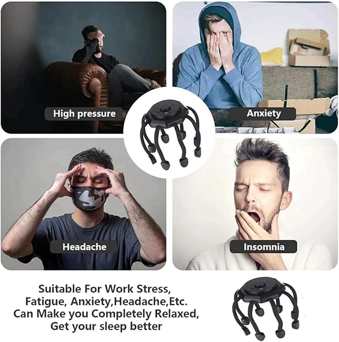 360° Ultra Head Massager/ Scalp Massager, Portable Head Scalp Massager Handheld Cordless Electric Scalp Massager Multi-Modes Vibration Head Massager, Multicolor.