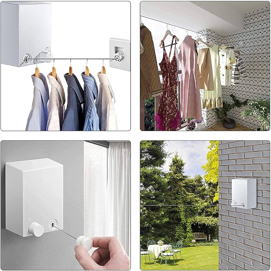 Telescopic Clothesline Clothes Drying Rope/ Stainless Steel Retractable Indoor Clothes Line, Adjustable Length Extends & Collapses, Multicolor.