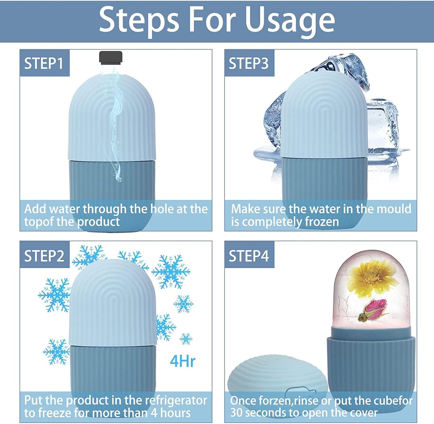 Face Glow Ice Roller Face/ Striped Ice Facial Roller, Non-Scented, Battery-Free, Silicone Material for All Skin Types, Multicolor.