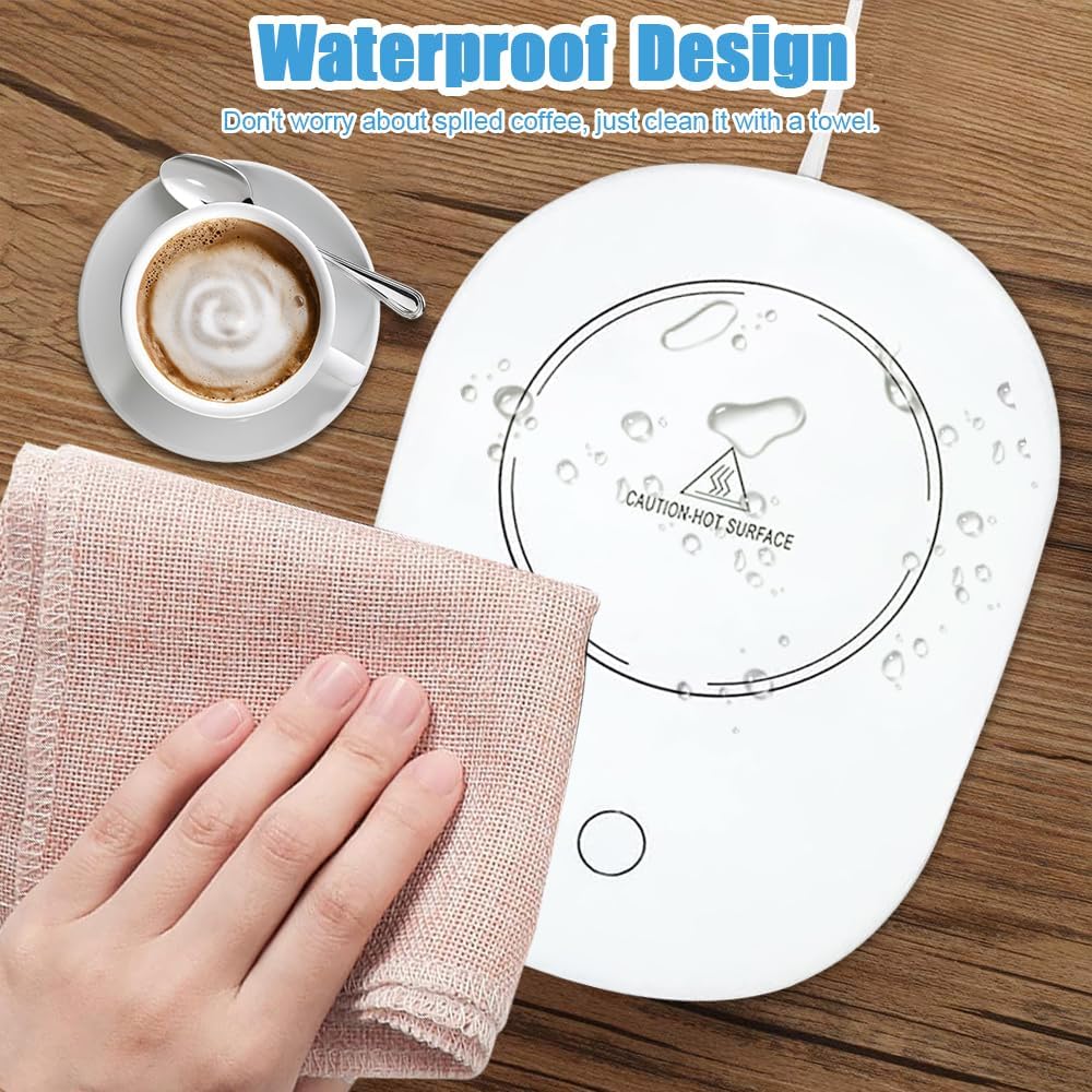 Electric Coffee Warmer/ Smart Coffee Cup Set with Electric Warmer, USB-Powered Ceramic Mug with Coaster White and Green Green Thermostatic Cup + Gift Box, Multicolor.