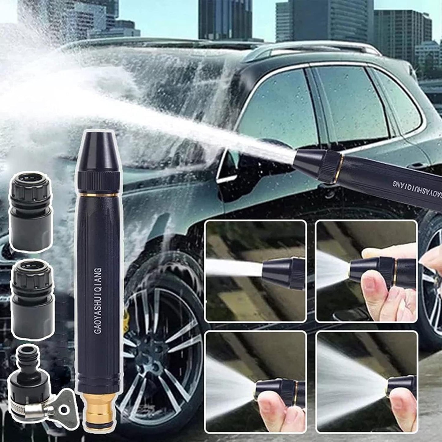Portable Water Hose Nozzle/ 360-Degree Rotating High-Pressure Metal Hose Nozzle Set - Fit for Garden Irrigation & Car Wash, Outdoor Watering Tool.