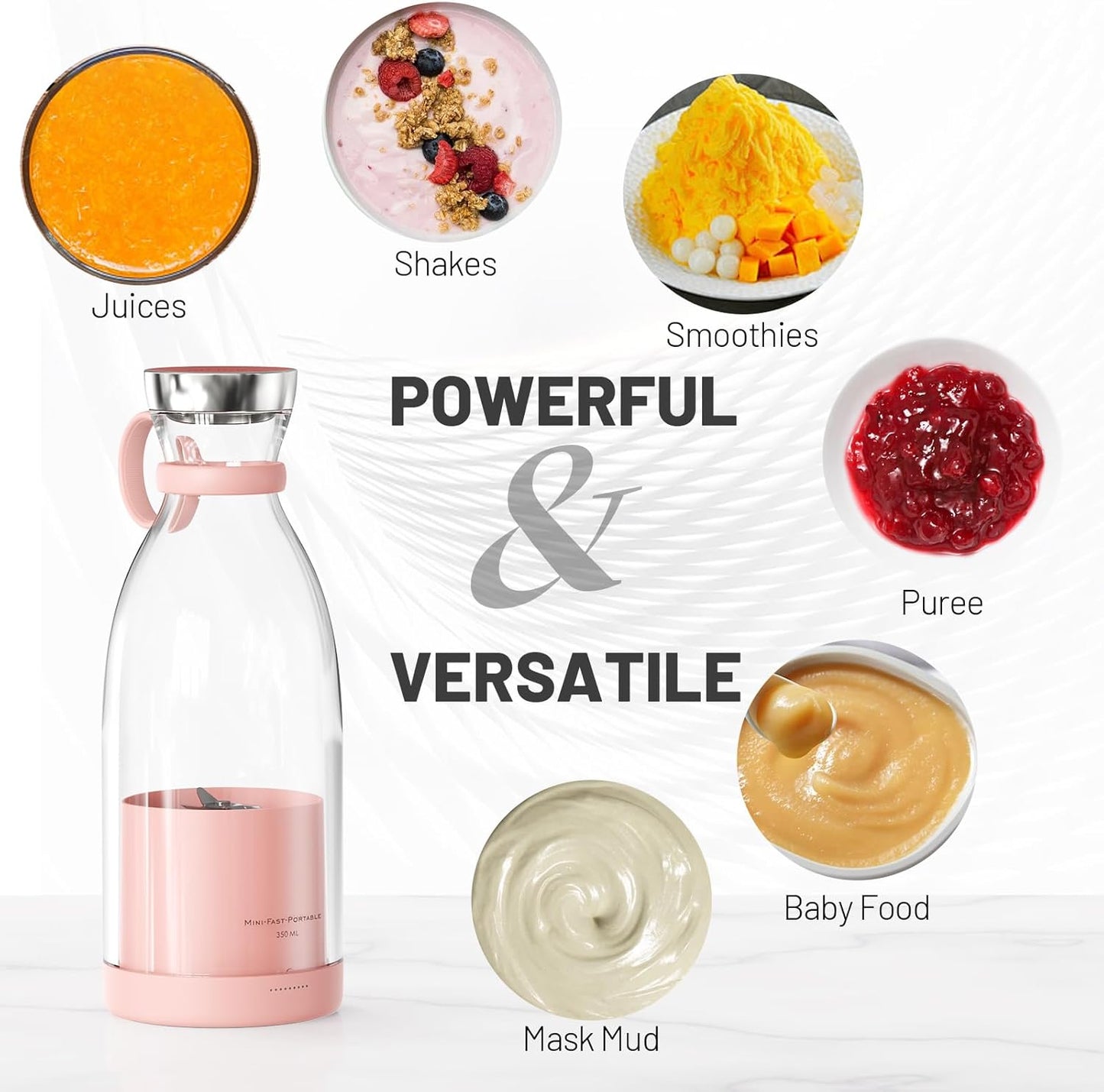 Portable Juicer Bottle/ Portable Electric Wireless Mini Fruit Blender Juicer - Perfect for On-the Go, Wireless USB Rechargeability, Multicolor.