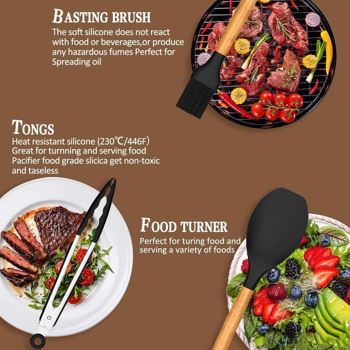 12 Pcs Cooking Utensils Set/ 12 pcs Silicone Cooking Utensils Kitchen Utensil Set with Holder Heat Resistant Silicone Spatula Turner Set Wooden Spoons Kitchen Gadgets Tools Cooking Utensils for Nonstick Cookware, Multicolor.