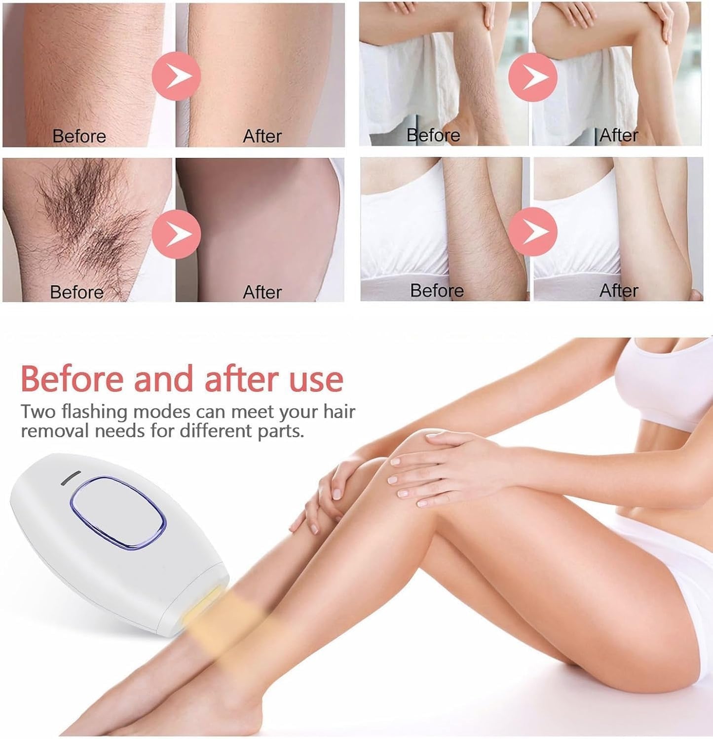 Mini Laser Hair Removal/ Portable Latest IPL Laser Hair Removal Tech with 2 Flashes Modes And 5 Adjustable Energy Levels, Multicolor.
