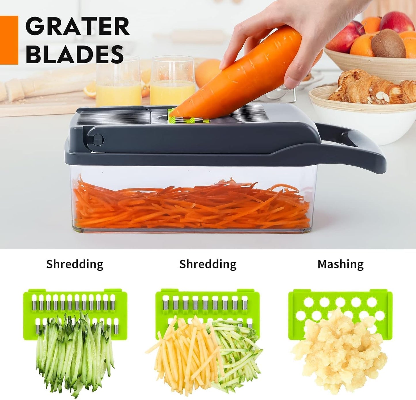 Vegetable Cutter Chopper and Slicer/Container, Peeler & Filter - Easy Meal Prep, Professional Onion, Carrot & Garlic Slicer, Kitchen Gadget for Effortless Food Preparation ,Multicolor.
