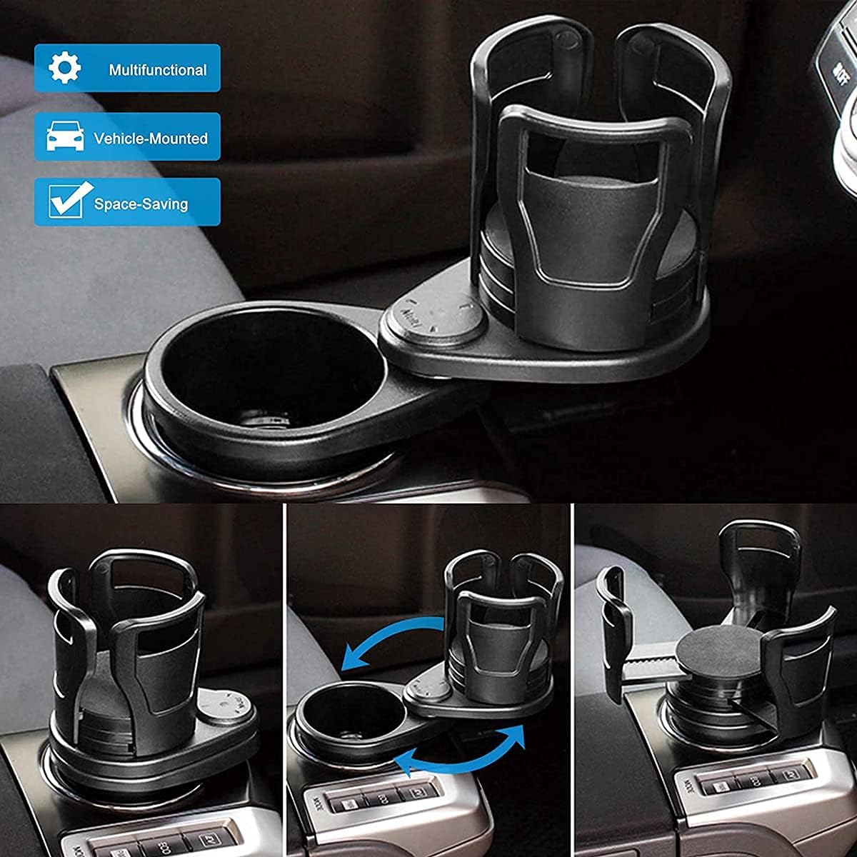 Car Drink Expander Holder/ 360° Car Cup Holder Expander Adapter, Vehicle-Mounted Car Cup Holder and Organizer, All Purpose Car Water Cup Drink Holder
