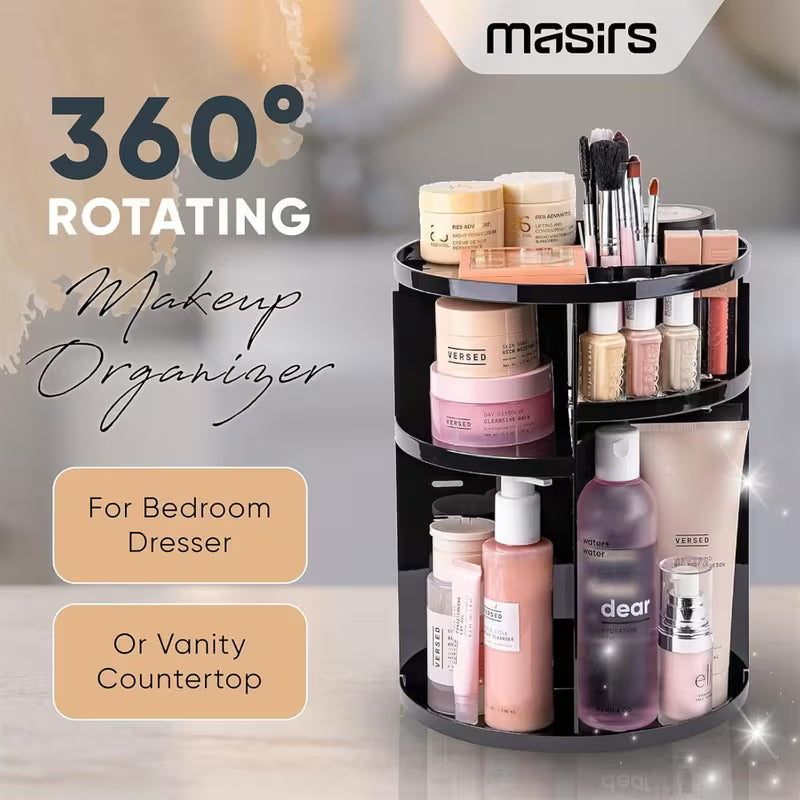 360 Makeup Organizer Box/ Cosmetic Makeup Storage Holder Organizer Adjustable 360 Rotation Box, Multicolor.