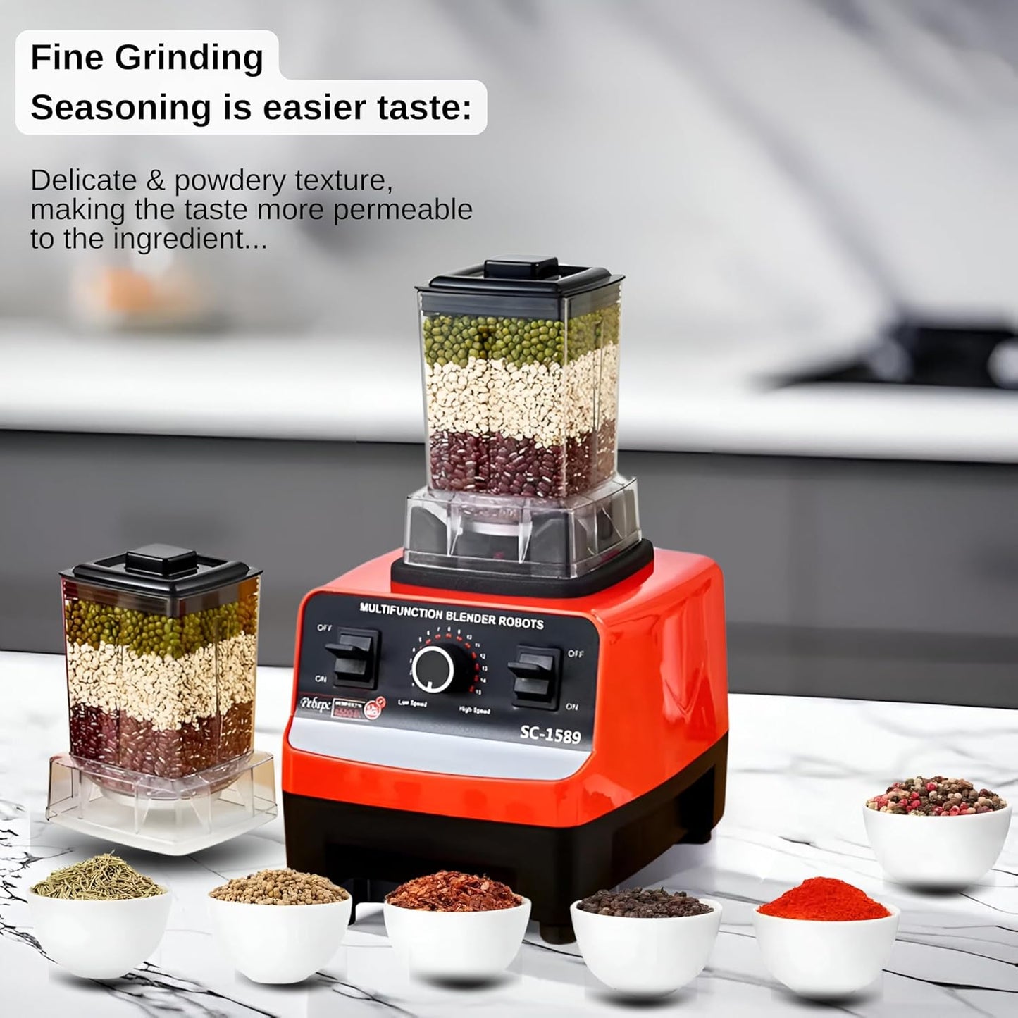 Electric Mixer Silver Crest with Meat Grinder/ Blender Juicer 4500W, Heavy Duty Commercial Grade Blender 6 Blades Mixer Juicer for Fruit Food Processor Grinder Mill, Chopper Mill and Ice Smoothies, Multicolor.