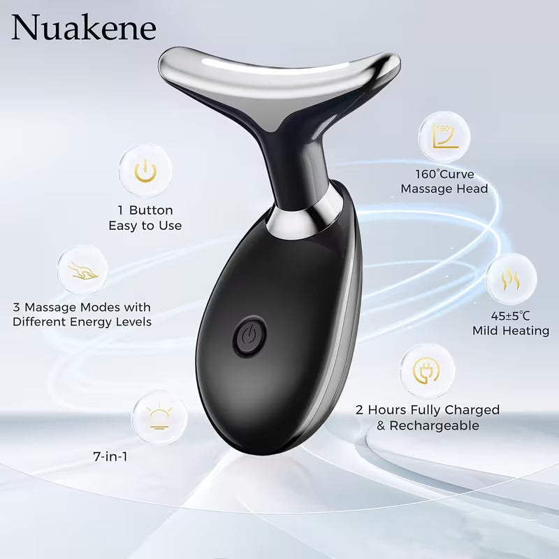 Anti Wrinkle Beauty Apparatus/ 7 Colors Face And Neck Massager with Vibrating Heat Beauty Apparatus, USB Rechargeable, Suitable for Skincare, Home Facial Skin Care Goddess Holiday Gift, Multicolor.