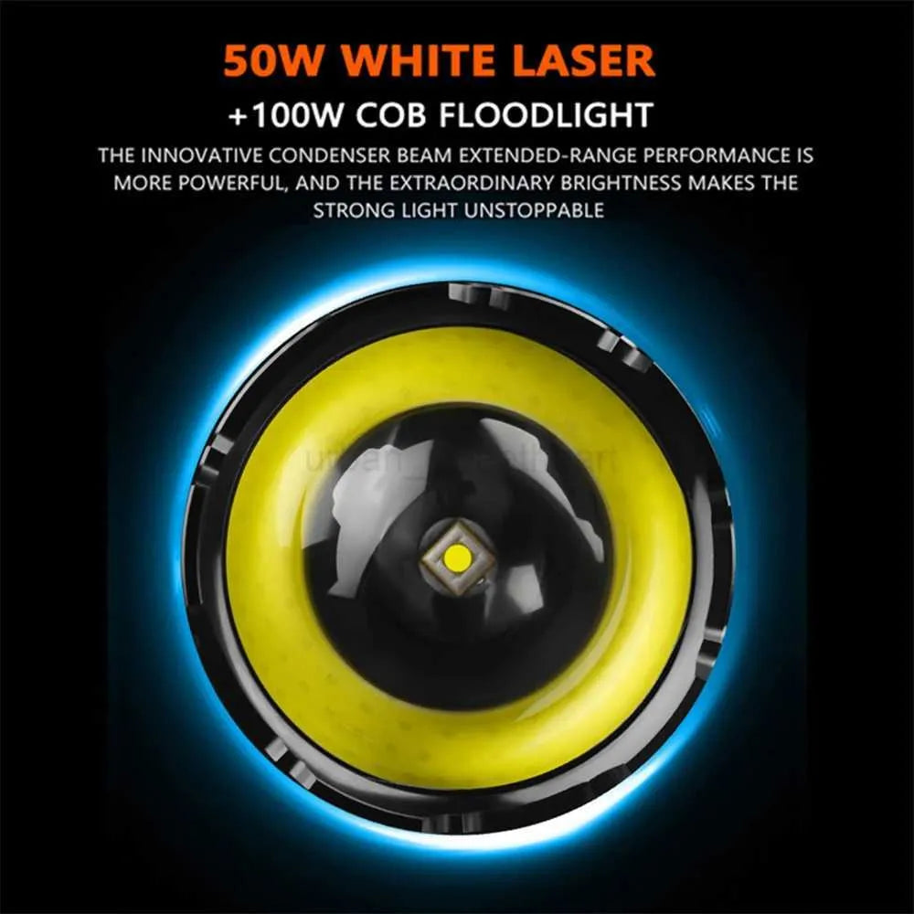 Tactical Laser Flash Light/ Strong Light Lantern High Power LED Flashlight USB Rechargeable Powerful Tactical Torch Waterproof Lamp Outdoor, Multicolor.