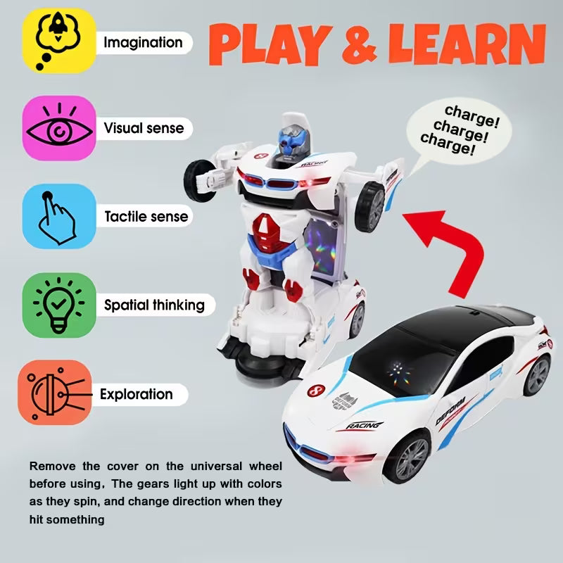 Robot Deform Car/ Motorized Movement for Boys & Girls, Birthday Christmas Gift - Indoor Outdoor Educational Robot Vehicle, Indoor Play, Interactive Play, Multicolor.