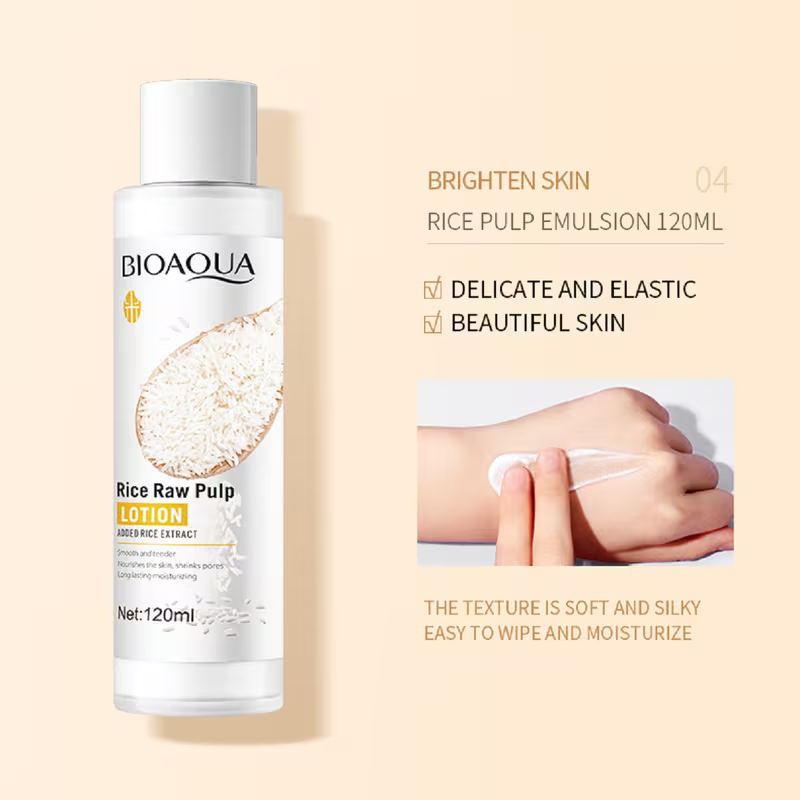 Bioaqua 6pcs Skincare Set, Rice Puree Care Set, Women's and s' moisturizing facial Light Beige care gift set, Hypoallergenic, Cleansing and Moisturizing, Moisturizing, Gentle Formula, Rich Foam, Deep Cleansing, Moisturizing.