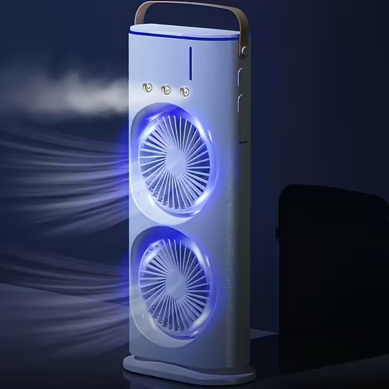 Double Ended Spray Fan/ Mini Air Cooler Double Fan, Spray FAN Portable Humidifier Double Fan AIR Conditioner With 2 Fan, Multicolor.