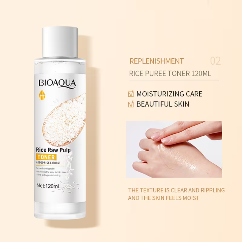 Bioaqua 6pcs Skincare Set, Rice Puree Care Set, Women's and s' moisturizing facial Light Beige care gift set, Hypoallergenic, Cleansing and Moisturizing, Moisturizing, Gentle Formula, Rich Foam, Deep Cleansing, Moisturizing.