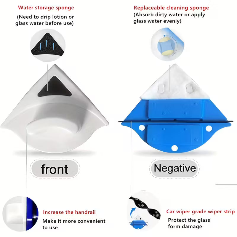 Doublefaced Glass Cleaner Magnetic/ Heavy-Duty Reusable Glass with Magnetic Sides & Hanging Loop, No Power Required, White & Blue Design for Home, Kitchen, Office etc, Multicolor.