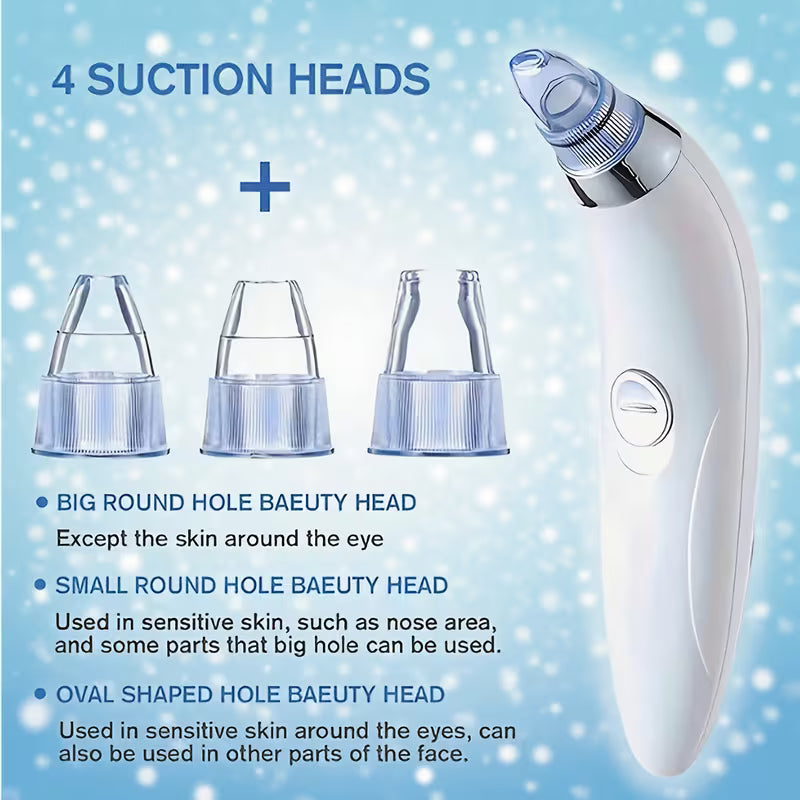 Pore Cleaning Device/ 4-in-1 Blackhead Remover Vacuum - Portable At-Home Pore Cleaner with 4 Interchangeable Probes, Multicolor.