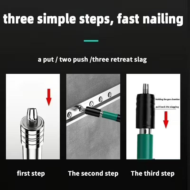 Portable Nail Gun/ Handheld Single-Shot Nailer, 5-Speed Adjustable Concrete/Steel/Pipe Rivet Gun for,, Woodworking & Pipe Installation, Multicolor.