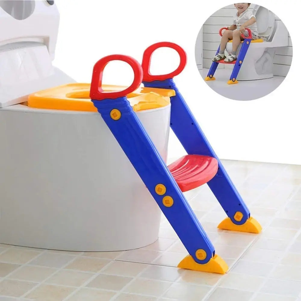 Children Toilet Ladder/ Potty Training Step Stool - Durable, Height-Adjustable Kids Toilet Ladder, Ideal for Early Bathroom Skills, Safe for Little Children, Multicolor.