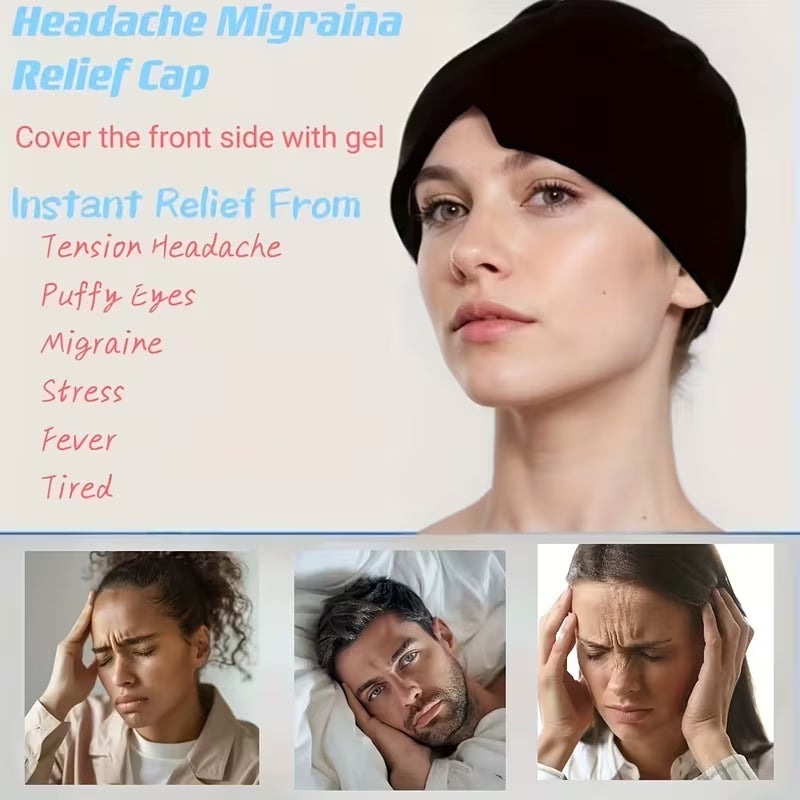 Migraine Relief Cap,Stretchable Headgear for Cold & Hot Relax to Alleviate Headaches, Unscented, Use Without Power, Battery-Free - for Tension, Stress, Fever, Fatigue Relief, Stress, Multcolor.
